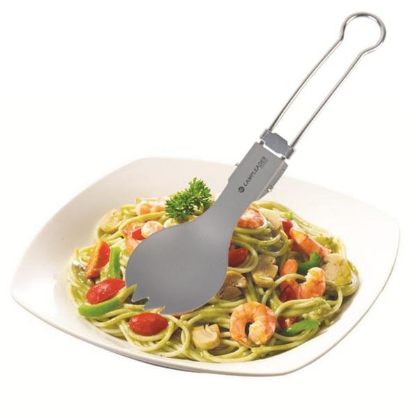 

camp kitchen titanium long handle spoon tableware portable hiking camping cutlery convenient spork environmental fork