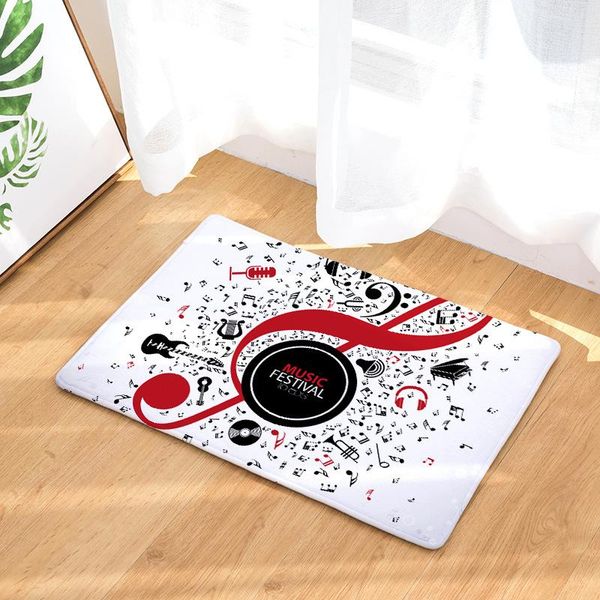 

black white red musical note carpet hallway carpets bedroom living room tea table rugs kitchen bathroom mats