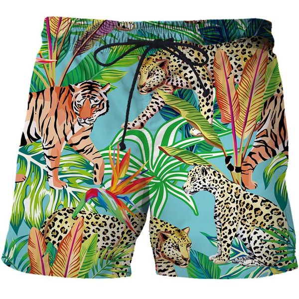 Shorts Masculino Produto Impressão 3D Interessante Tiger Series Verão Praia Calções de Banho de Secagem Rápida Unissex Casual Cinto Calça