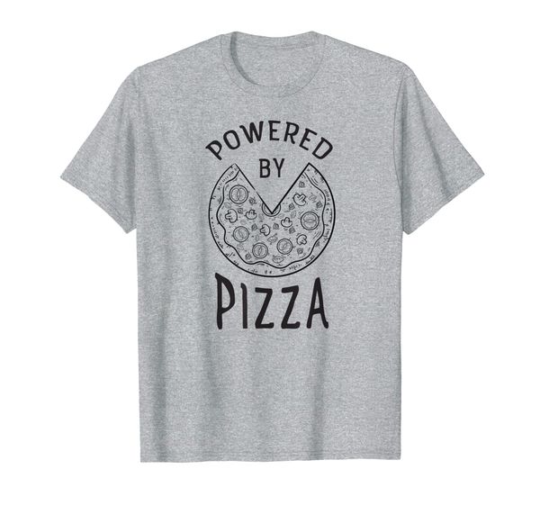 

powered by pizza funny food t-shirt, White;black