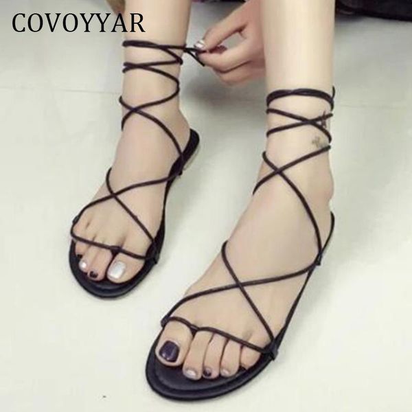 

gladiator flat with sandals flip flops women peep toe cross tied shoes of beach lace up solid casual wss658, Black
