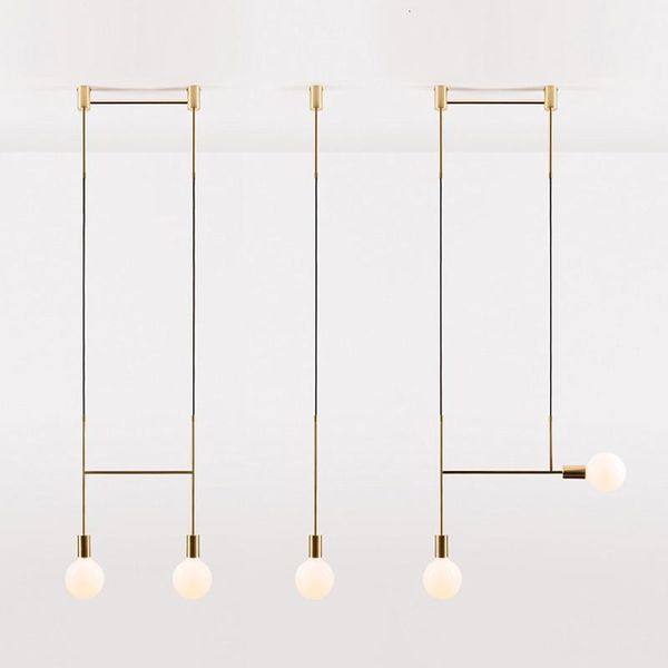 

pendant lamps line a chandelier post modern concise personality restaurant bar counter shop reception geometry minimalist