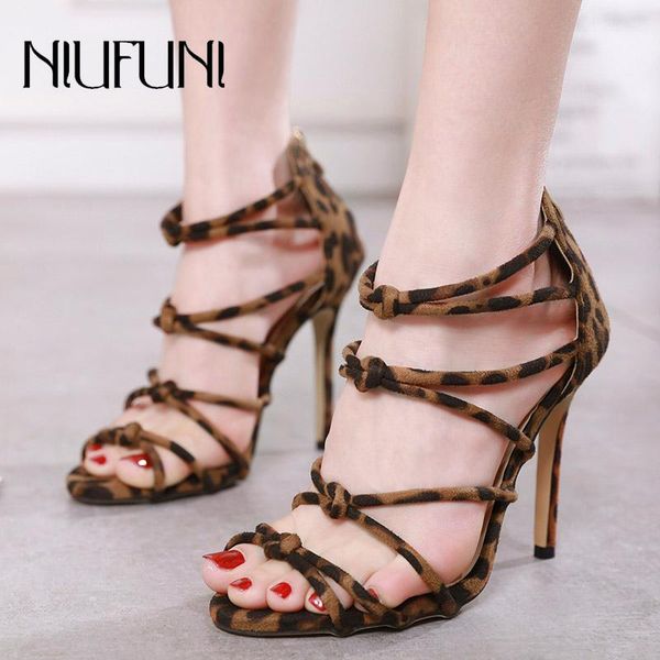 

leopard women's sandals fine belt stiletto summer super high heels arrival niufuni temperament ladies shoes, Black