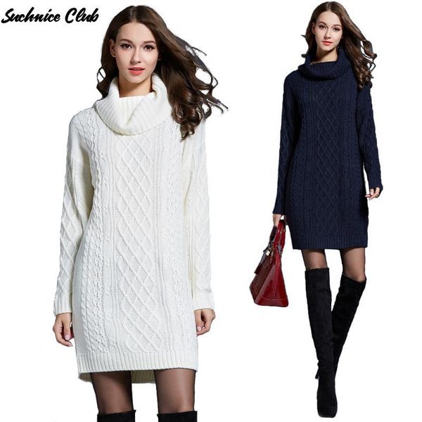 

casual dresses 2021 spring and autumn women's solid color plus size knitted dress thick turtleneck long sleeve slim for women, Black;gray