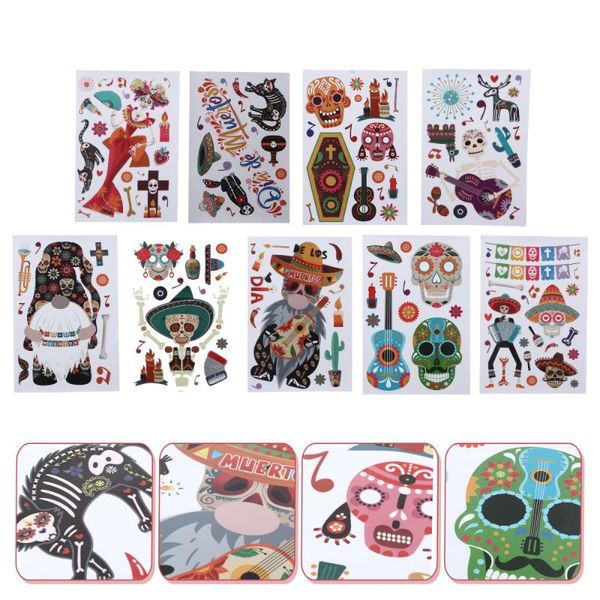 

window stickers 9pcs creative cartoon pattern glass door day of the dead decors