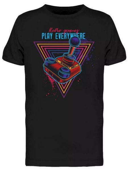 

retro gamer, play everywhere tee men's -image by shutterstock, White;black