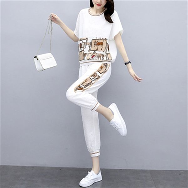 

knits leisure fashion sportswear, summer goddess temperament two sets of van clothing, novel, White