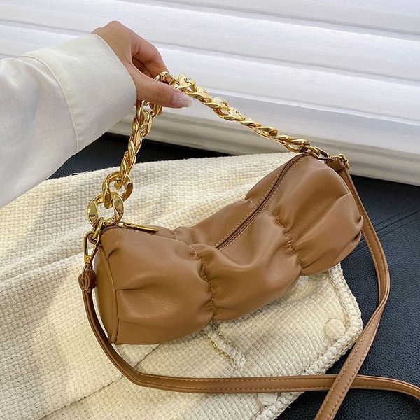 

evening bags gold thick chain pu leather bucket tote bag high-quality shoulder women's designer handbags ladies fashion crossbody