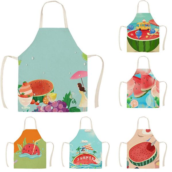 

aprons watermelon summer cool apron children kitchen linen printing household cleaning cooking antifouling