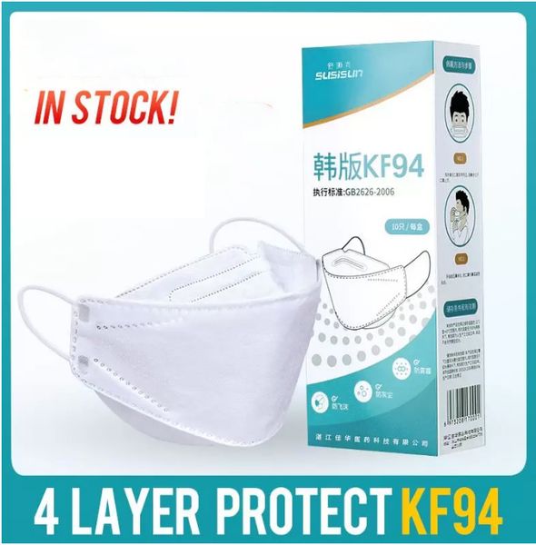 Maschera per il viso 3D Bocca di pesce Kn Protection 95 Maschere usa e getta nere traspiranti bianche estive sottili in salice per uomini e donne