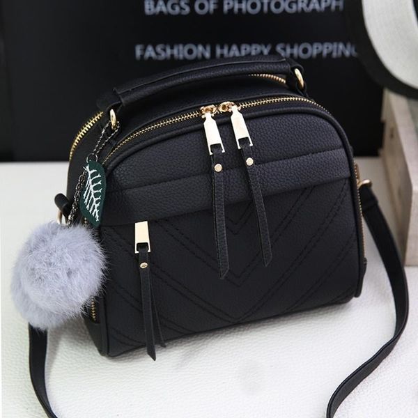 

neck ties pu leather handbag for women girl fashion tassel messenger bags with ball bolsa female shoulder ladies party crossby bag, Blue;purple
