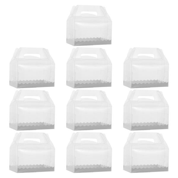 

10pcs transparent cake boxes dessert packaging cases gift wrap