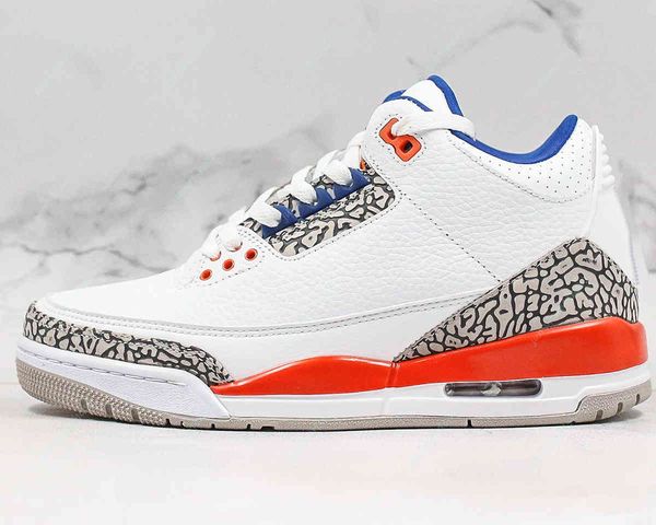 

knicks jumpman 3 3s mens womens shoes white blue men trainers sneakers
