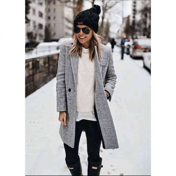 

2021 autumn winter casual women's coat ins loose commuter multicolor, Black