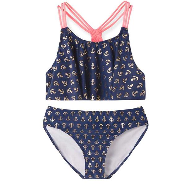 

one-piece suits girls two piece bikini set swimsuit girl kids swimwear children swimming suit halter teenager