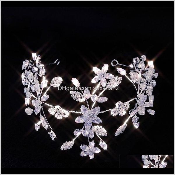 

clips & barrettes jewelry drop delivery 2021 excited luxury fashion wedding zircon ladies hair tiara bridal princess crown accessories vjs81, Golden;silver