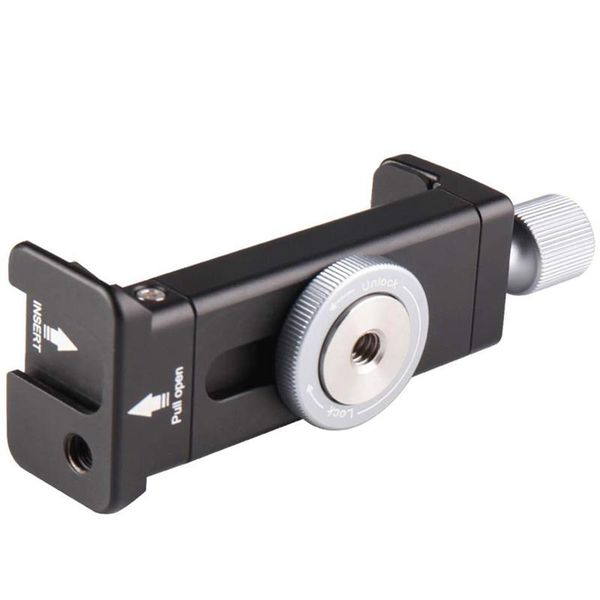 

adjustable phone mount tripod adapter - metal smart holder with shoe, arca swiss quick release plate for i cell mounts & holders