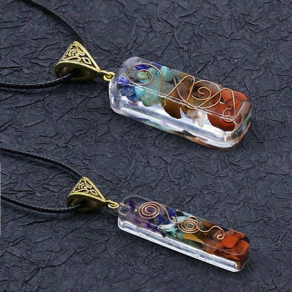 

pendant necklaces 7 chakras crystals stones orgone energy orgonite hex chakra necklace, Silver