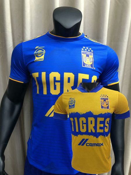 

liga mx 20 21 player version tigres uanl maillots de foot soccer jersey home away gignac 2021 football tight shirt, Black;yellow