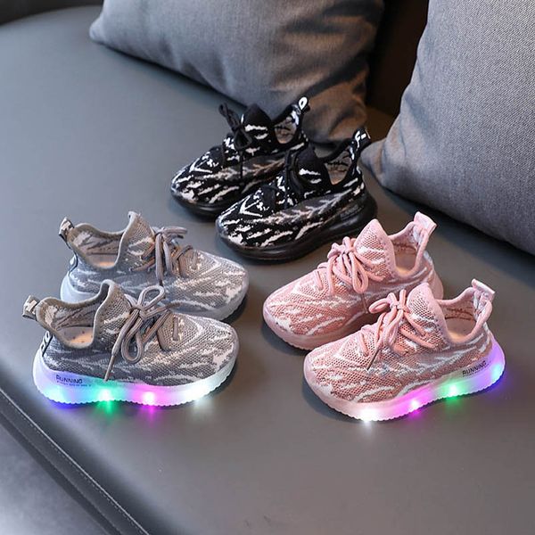 

baby athletic kids shoes children sneakers girls boys footwear child spring autumn led running shoe b7413, Black