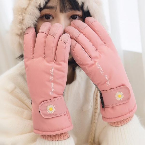 

five fingers gloves women' plush thickened ski warm riding, Blue;gray