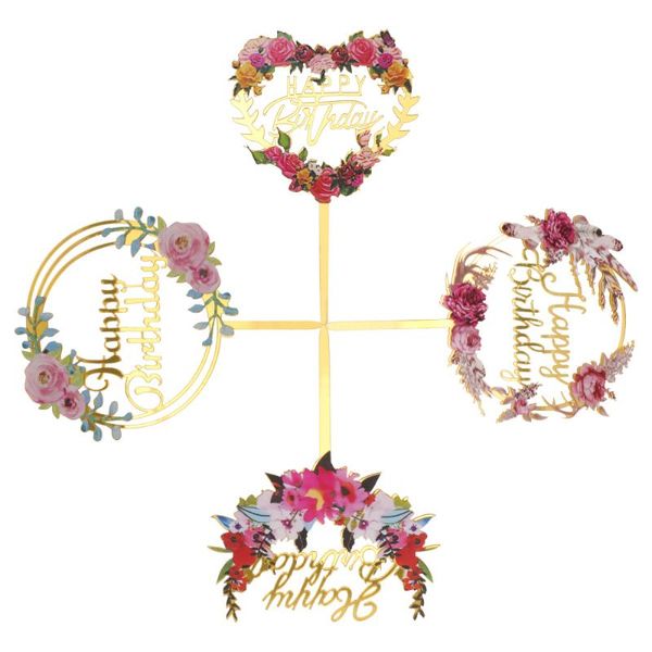 

greeting cards 4pcs adorable floral dessert ers birthday party cake picks decoration