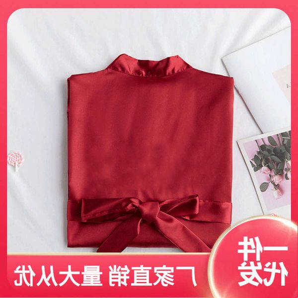 

bathrobe pure color bridal morning bridesmaid group bathrobe wedding pajamas spring and autumn silk women's ice thin robe
