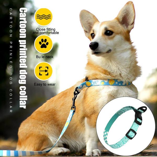 

pet 8 patterns soft comfy print dog collars harnesses leashes printed collar leash reri889 &