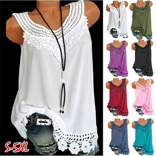 

summer lace sleeveless solid color women's vest, White;black
