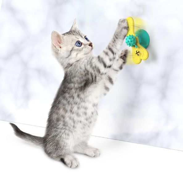 

cat toys interactive suction windmill-shaped toy scratcher toothbruth catnip balls