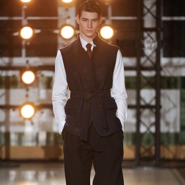 

men's vests wool vest coat 2021 spring and autumn business leisure stand collar fashion short sleeveless, Black;white