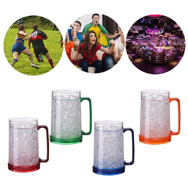 

mugs er ice beer mug clear cooling wine cup double wall gel frosty drinking glasses