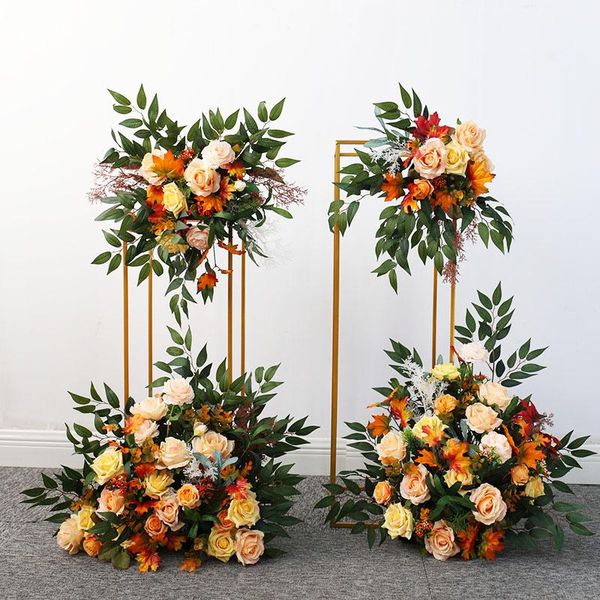 

wedding artificial flowers autumn orange rose peony flower heads with plant for party christmas backdrop arch decorative & wreaths