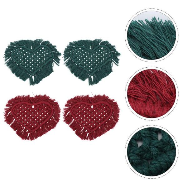 

mats & pads 4pcs non-skid hand-woven creative loving heart cup mat decor