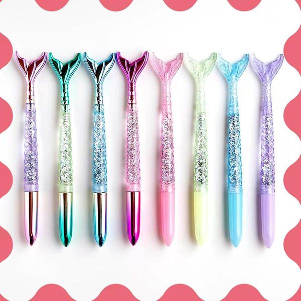 

ballpoint pens 4pcs creative mermaid style ballpen fairy pen blue ink student stationery special for girls, Blue;orange