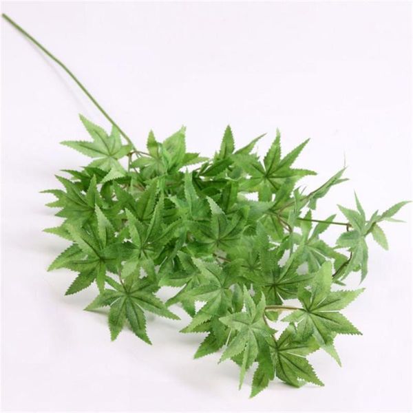

10p silk long stem maple tree branch fake green plant pentagon shape leaf greenery for wedding showcase floral decoration decorative flowers