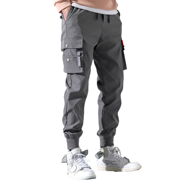 

cargo pants men with pocket korean clothing fashion spring autumn ankle-length male trousers outdoor joggers man men's, Black