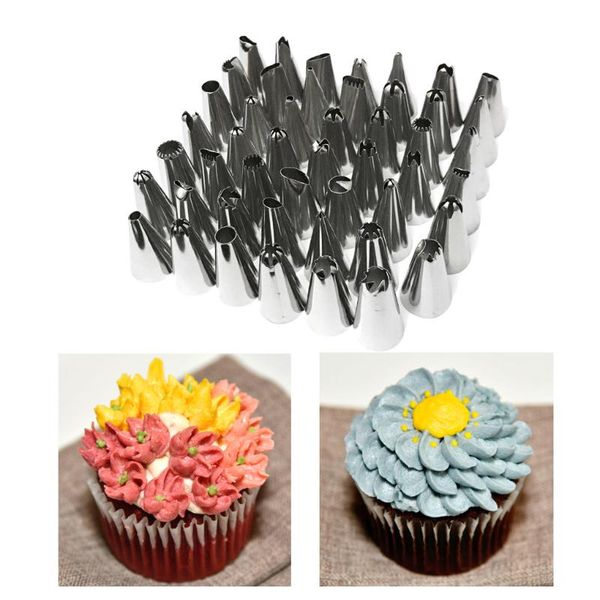 

baking & pastry tools 48pcs/lot stainless steel nozzle tips diy cake decorating icing piping cream bag kitchen bakery