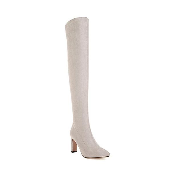 

boots 2021 warm elastic force over the knee women platform gothic thigh high heels 9cm pointed toe shoes 2186, Black