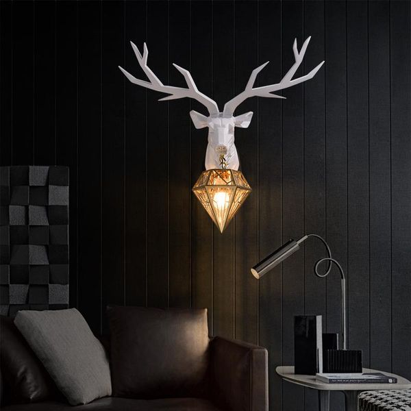 

wall lamp bedroom modern american retro deer led lamps antlers light fixtures living room bedside home luminaire