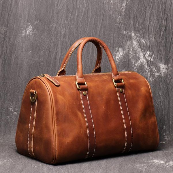 

duffel bags pure handmade natural crazy horse leather small men's travel