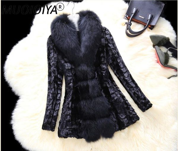 

women's fur & faux 2021 luxury real mink coat warm winter jacket women coats large natural collar plus size 5xl 6xl 7xl a0809, Black