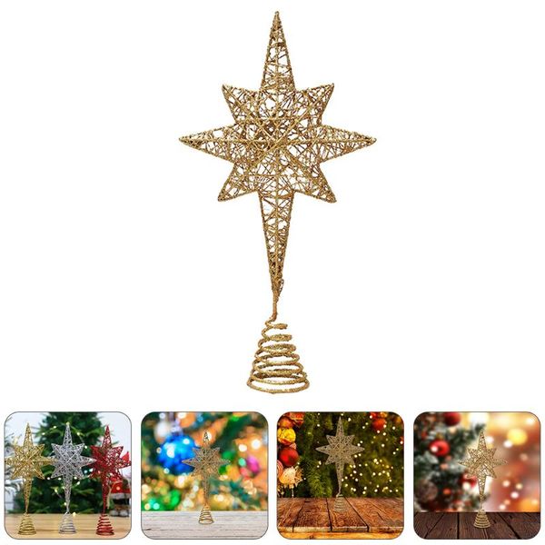 

christmas decorations 1pc tree ornament party xmas eight pointed star er (golden)