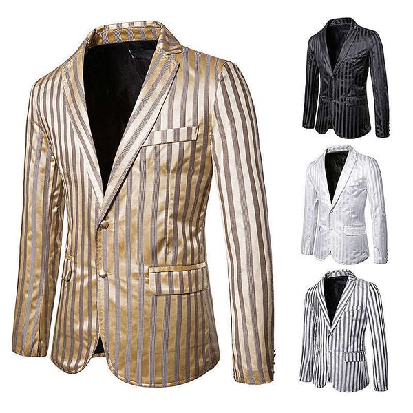 

suits & men's blazers night club color stripe two button suit coat x73, White;black