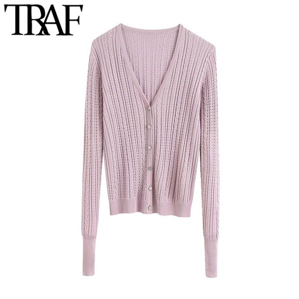 

women fashion jewellery buttons cable-knit cardigan sweater vintage v neck long sleeve female outerwear chic 210507, White;black