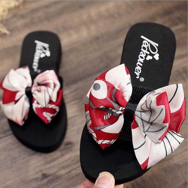 Frauen Bogen Sommer Sandalen Mädchen Slipper Indoor Outdoor Flip-Flops Eltern-Kind Strand Schuhe Rutschfeste Kinder Hausschuhe SH268 210712