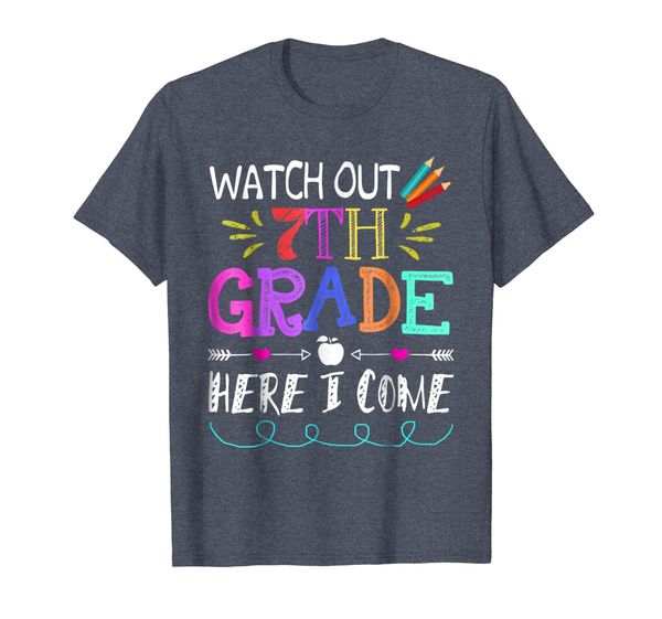 

watch out 7th grade here i come shirt back to school gift, White;black