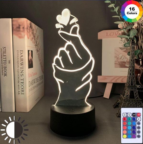 

night lights finger heart led light for home decoration color changing touch sensor nightlight cool birthday gift table 3d lamp