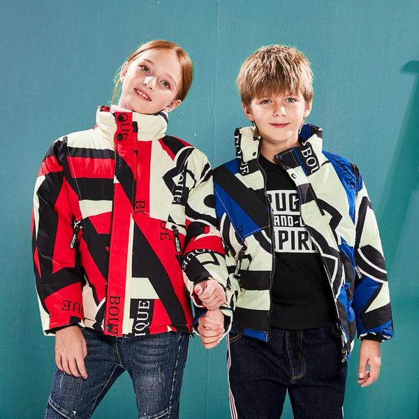 

children's cotton coat color-matching thick warm jacket autumn and winter children clothing, Blue;gray