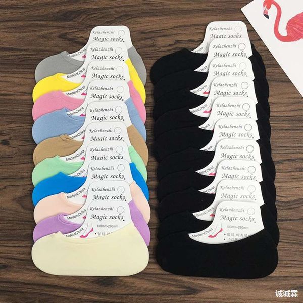 

large women's velvet invisible boat socks with at the heel pairs, Black;white